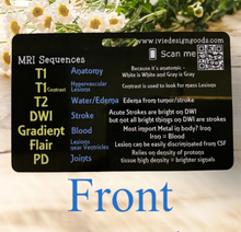 Load image into Gallery viewer, MRI Quick Reference Card / cheat sheet card