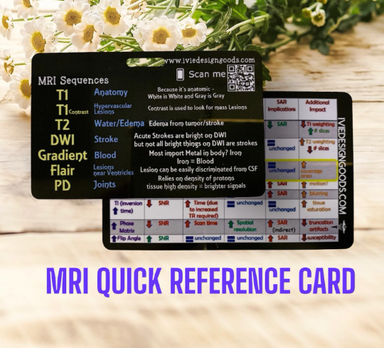 MRI Quick Reference Card / cheat sheet card