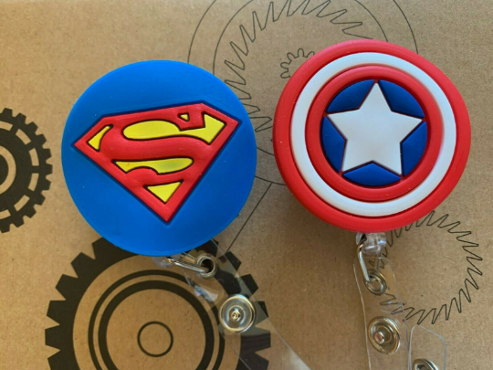 2x for $5.95 - ID badge Reel Superheroes Badge Clips Pulls Lanyard 60c –  IVIE DESIGN GOODS