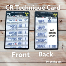 Load image into Gallery viewer, Xray CR &amp; DR Technique Chart / Marker Parker Card - Student, beginner tech
