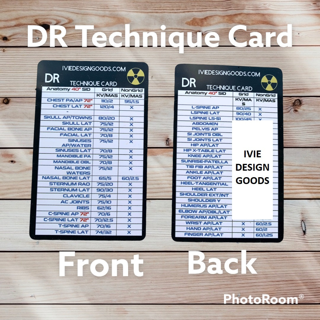 Doctor R Panel Cards Xray CR & DR Technique Chart / Marker Parker Card - Student, beginner ...
