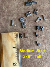 Load image into Gallery viewer, Medium Letters for X-Ray Markers - Unmounted R &amp; L Lead Letters - 3/8&quot; lead letter for Left and Right
