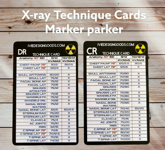 Xray CR & DR Technique Chart / Marker Parker Card - Student, beginner tech